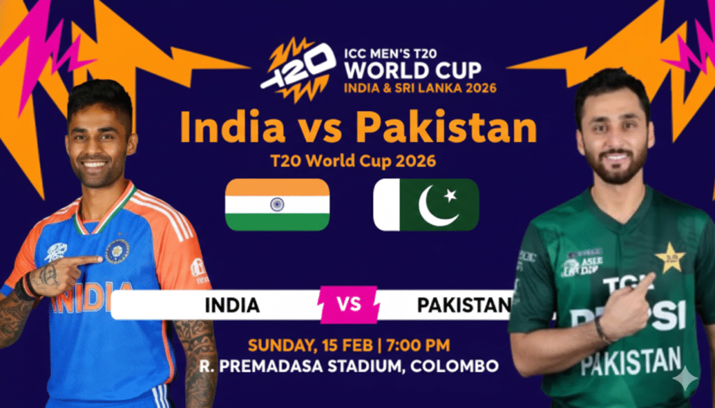 India vs Pakistan T20 World Cup 2026 players warming up at R. Premadasa Stadium