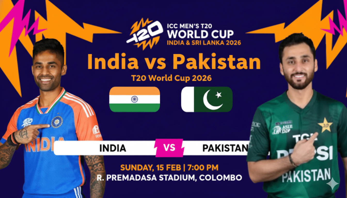 India vs Pakistan T20 World Cup 2026 players warming up at R. Premadasa Stadium