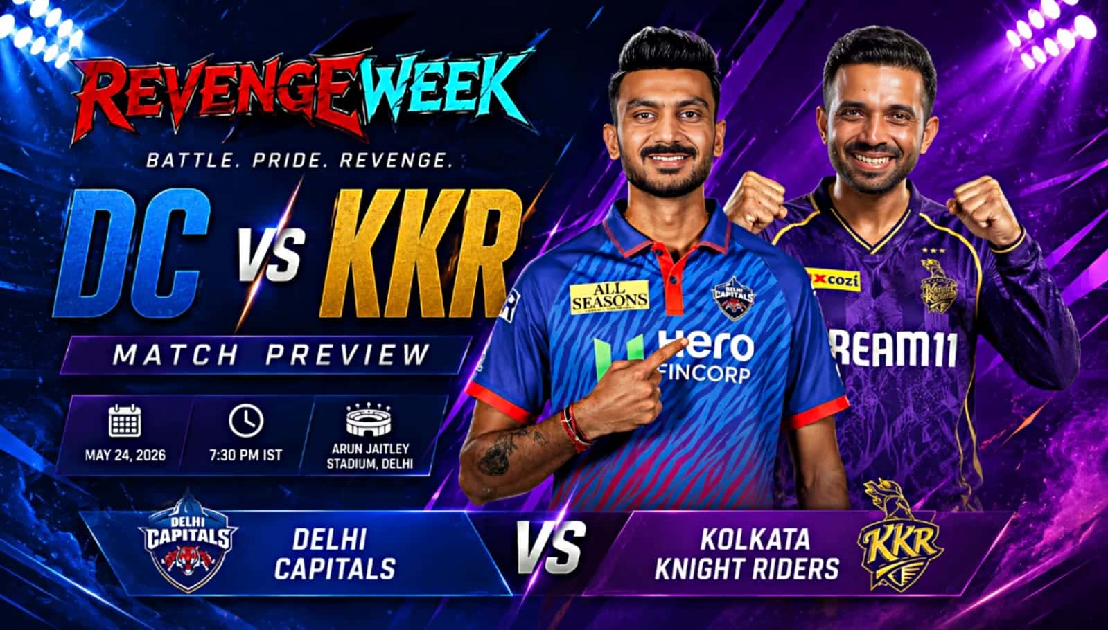 DC vs KKR 2026: Brave KL Rahul Faces Fearless Knight Riders